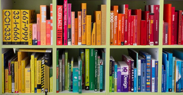 Bookshelf Organized by Colour